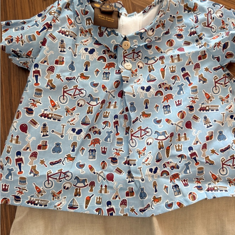 Blue Patterned Baby Onesie